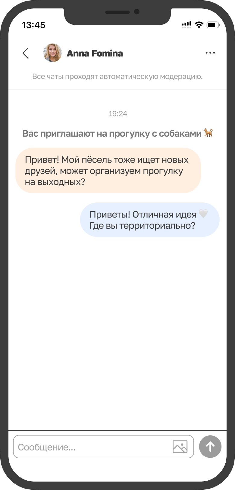 Скриншот приложения норм: чат